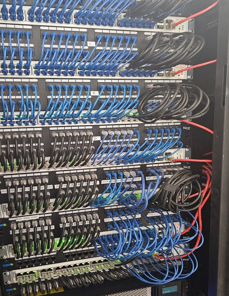 Organized, labeled cabling after cleanup